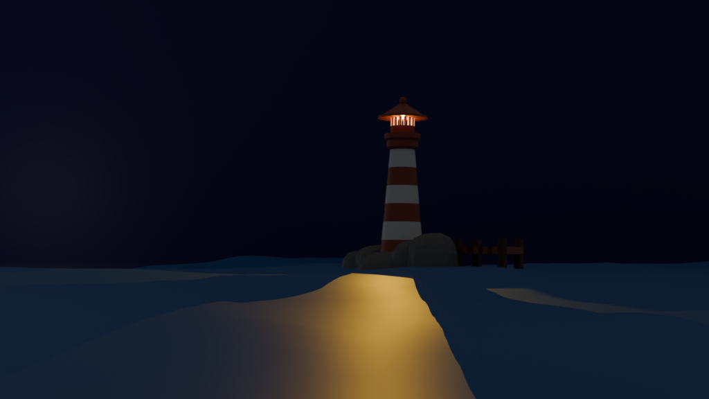 phare illuminant la nuit avec une mer calme